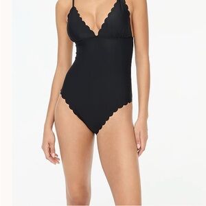 Black Scalloped One-Piece Swimsuit